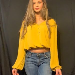 Yellow long sleeve crop